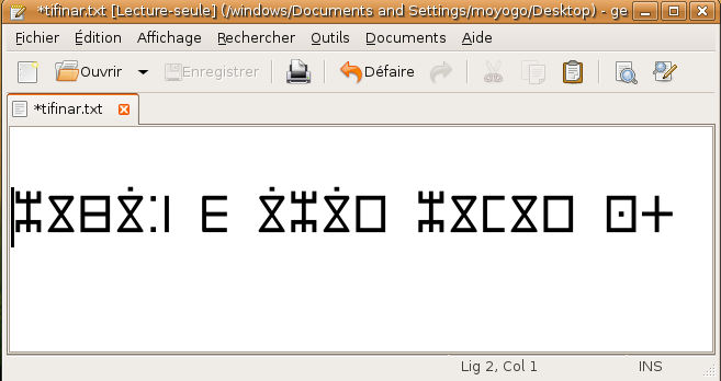 Essai dans Gedit Essai dans Gedit