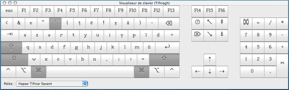 Affectation des touches transcrites en notation dite savante